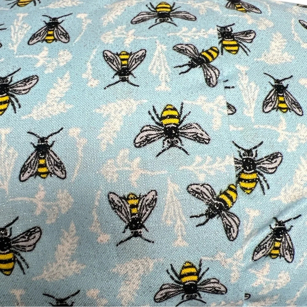 Hand Crafted Embroidered Mom Accent Pillow Blue and White with Bees and Flowers